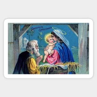 Vintage Christmas Jesus Birth Sticker